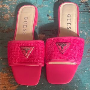 Guess Women's Bright Pink Slide Sandals 9